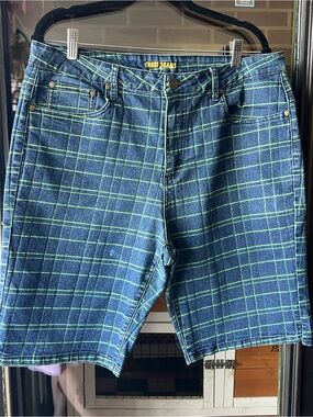 Women’s  vintage Crest Jeans Blue Plaid Denim Shorts size 20